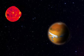 Artist's impression of TRAPPIST 1d (right) and its host star TRAPPIST 1 (left). New research shows how planets like this could hide traces of life from astronomers's observations. Artist's impression of TRAPPIST 1d (right) and its host star TRAPPIST 1 (left). New research shows how planets like this could hide traces of life from astronomers's observations.