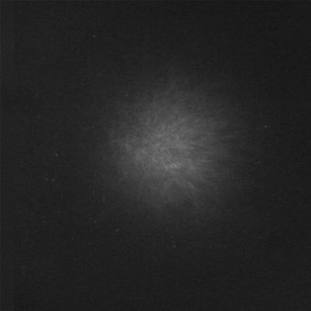 Figure 2: Image of the star Epsilon Aurigae before activation of the adaptive optics. The fuzzy blob arises due to turbulence in Earth's atmosphere. Figure 2: Image of the star Epsilon Aurigae before activation of the adaptive optics. The fuzzy blob arises due to turbulence in Earth's atmosphere.