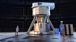 The Extremely Large Telescope MICADO instrument seen modelled here will specialise in the in depth imaging of our Universe. With its incredible sensitivity and spatial resolution researchers aim to use this large instrument to resolve faint objects including stars within other galaxies. The MICADO Relay Optics Bench and its protective cover are mounted on top of the round structure of the AO module.