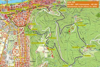 Linienplan der Buslinien 39 und 39E am Tag der offenen Tür. Linienplan der Buslinien 39 und 39E am Tag der offenen Tür.